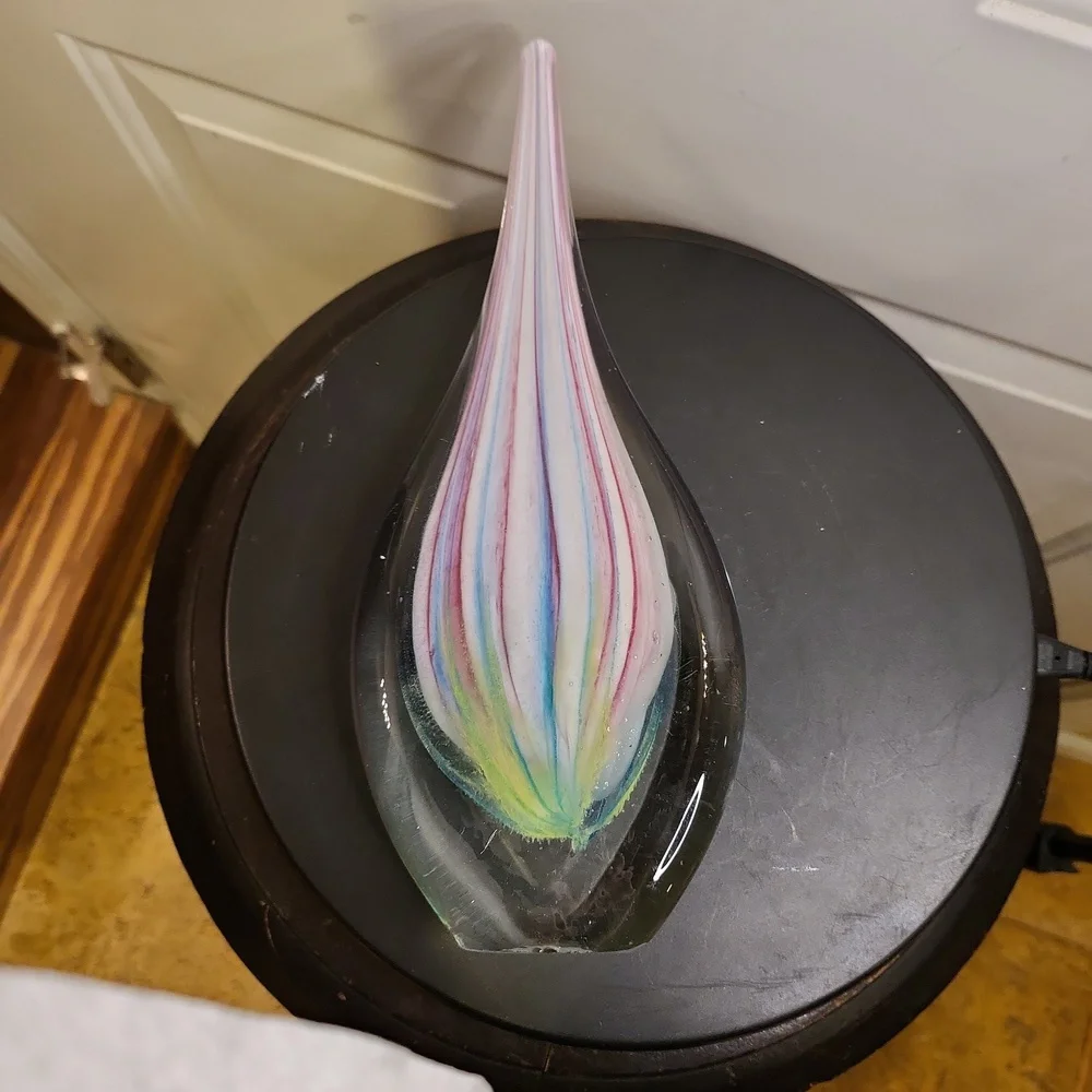Art Glass Teardrop Sculpture Vintage 10 5/8